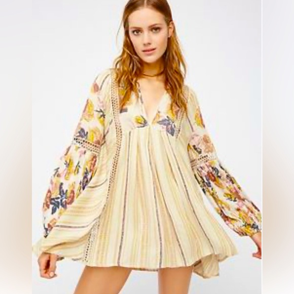 Free People Just The Two Of Us Mixed Media Tunic Size Small - Picture 1 of 7